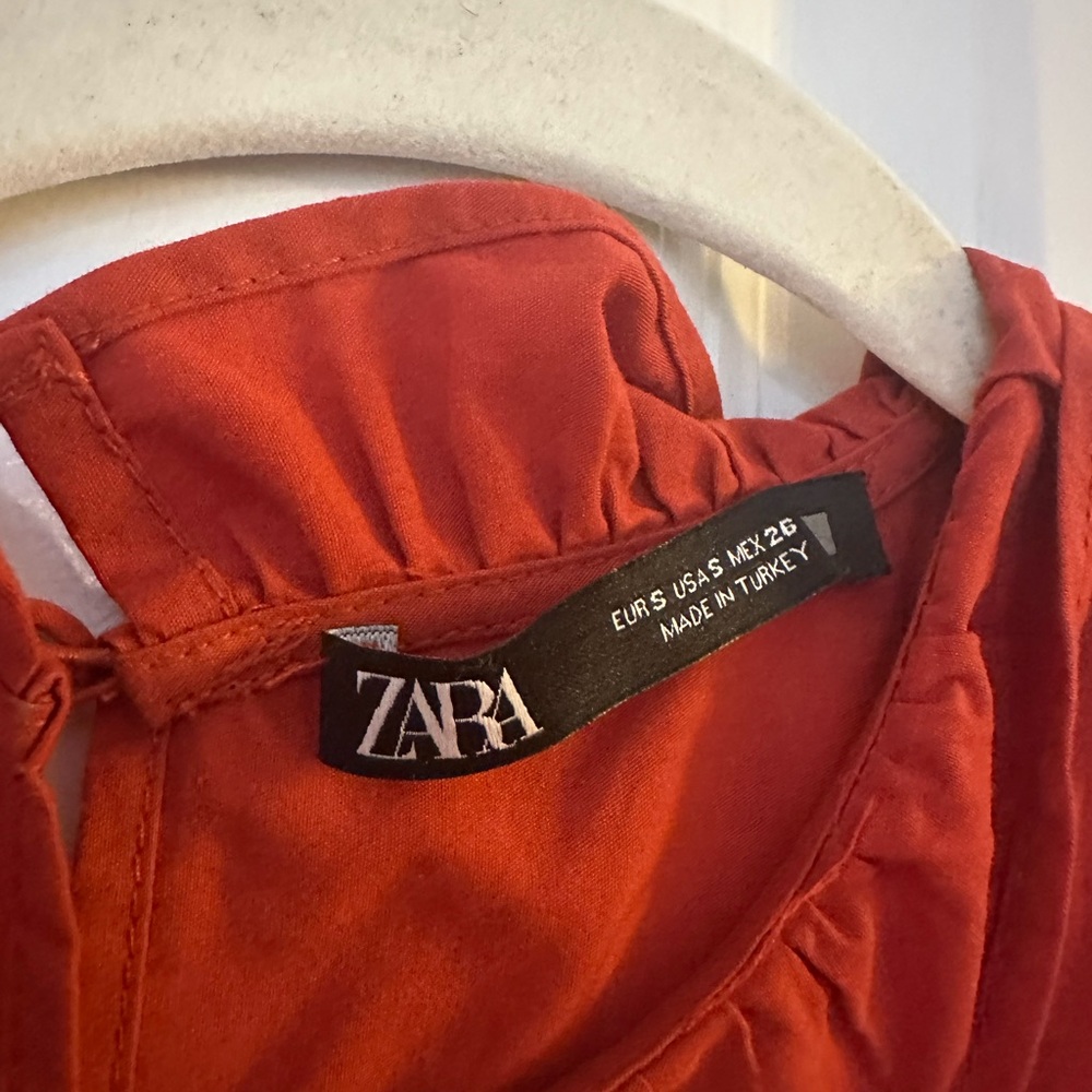 Zara Red Ruffled Long Sleeve Top - Picture 3 of 3